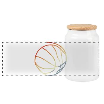 Basketball Retro Style - Panoramic Cookie Jar with Wooden Lid - white - Front
