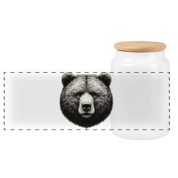 Bear - Panoramic Cookie Jar with Wooden Lid - white - Front