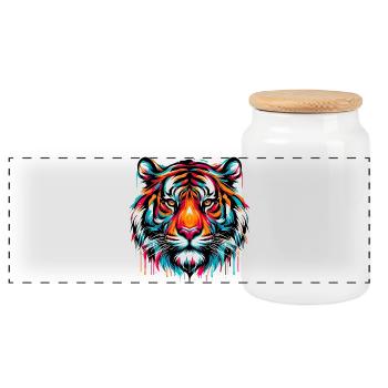Tigre - Boîte à biscuits avec couvercle en bois - blanc - Devant