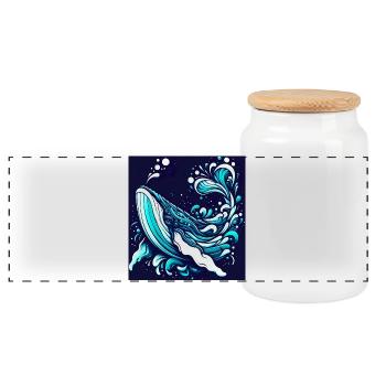 Baleine - Boîte à biscuits avec couvercle en bois - blanc - Devant