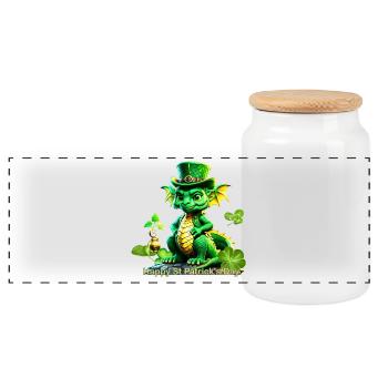 Mignon dragon de la Saint-Patrick avec trèfle. - Boîte à biscuits avec couvercle en bois - blanc - Devant