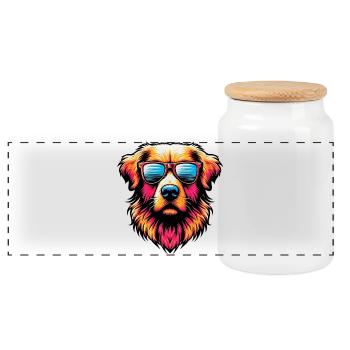 Golden Labrador Retriever Dog Sunglasses - Panoramic Cookie Jar with Wooden Lid - white - Front