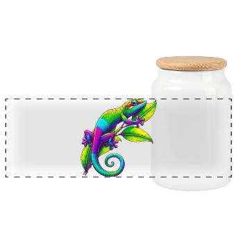 Gecko - Panoramic Cookie Jar with Wooden Lid - white - Front
