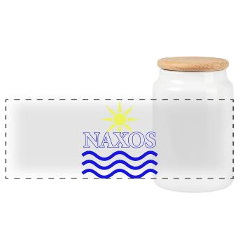 Conception du logo Naxos Sun and Waves - Boîte à biscuits avec couvercle en bois - blanc - Devant
