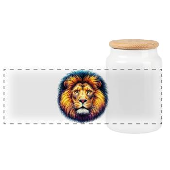 Lion - Boîte à biscuits avec couvercle en bois - blanc - Devant