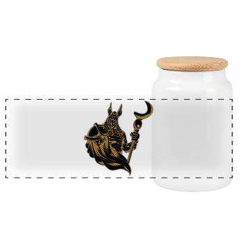 Ancient Anubis of Egypt - Panoramic Cookie Jar with Wooden Lid - white - Front
