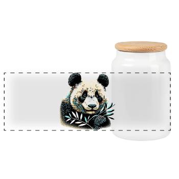 Panda - Panorama Keksdose mit Holzdeckel - Weiß - Vorne