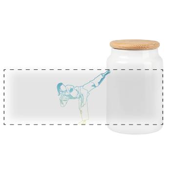 Fille de karaté - Boîte à biscuits avec couvercle en bois - blanc - Devant