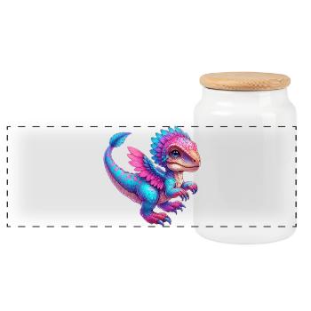Dinosaure - Boîte à biscuits avec couvercle en bois - blanc - Devant