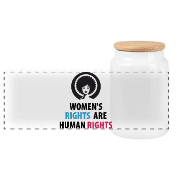 Women's Right Are Human Rights - Panoramic Cookie Jar with Wooden Lid - white - Front