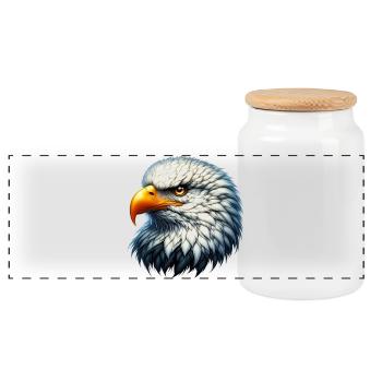 Eagle - Panoramic Cookie Jar with Wooden Lid - white - Front