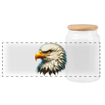 Eagle - Panoramic Cookie Jar with Wooden Lid - white - Front