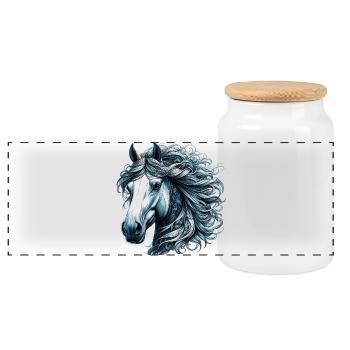 Cheval - Boîte à biscuits avec couvercle en bois - blanc - Devant