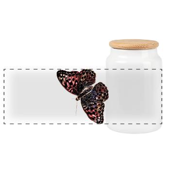 Aquarelle de papillon coloré - Boîte à biscuits avec couvercle en bois - blanc - Devant