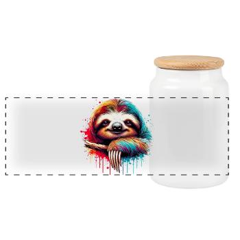 Sloth - Panoramic Cookie Jar with Wooden Lid - white - Front