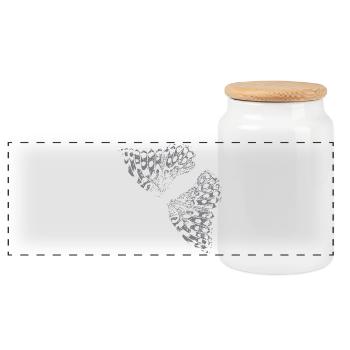 Butterfly Wing Butterfly Butterfly - Panoramic Cookie Jar with Wooden Lid - white - Front