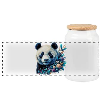 Panda - Panorama Keksdose mit Holzdeckel - Weiß - Vorne