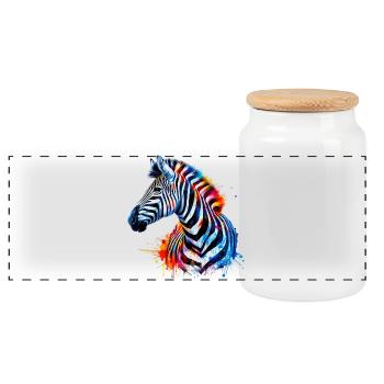 Zebra - Panoramic Cookie Jar with Wooden Lid - white - Front