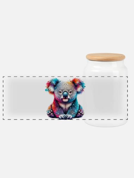 Koala - Panorama Keksdose mit Holzdeckel - Weiß
