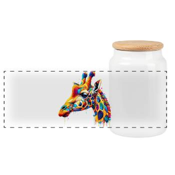 Giraffe - Panorama Keksdose mit Holzdeckel - Weiß - Vorne