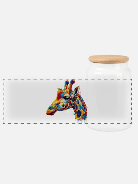 Giraffe - Panorama Keksdose mit Holzdeckel - Weiß
