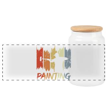 Peintre rétro - Boîte à biscuits avec couvercle en bois - blanc - Devant