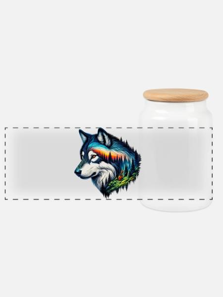 Wolf - Panorama Keksdose mit Holzdeckel - Weiß