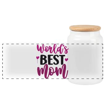 Die beste Mutter der Welt - Panorama Keksdose mit Holzdeckel - Weiß - Vorne