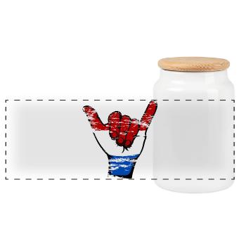 Holland Flag Surfing Symbol used - Panoramic Cookie Jar with Wooden Lid - white - Front