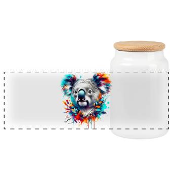 Koala - Panorama Keksdose mit Holzdeckel - Weiß - Vorne