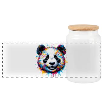 Panda - Panorama Keksdose mit Holzdeckel - Weiß - Vorne