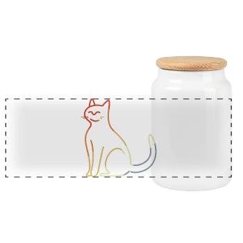 Cat Sketch Vintage Look - Panoramic Cookie Jar with Wooden Lid - white - Front