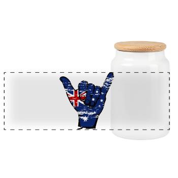 Australia Flag Surfing Symbol Used - Panoramic Cookie Jar with Wooden Lid - white - Front