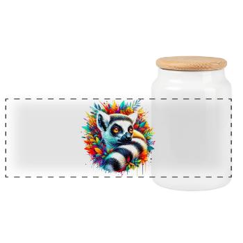 Lémurien - Boîte à biscuits avec couvercle en bois - blanc - Devant