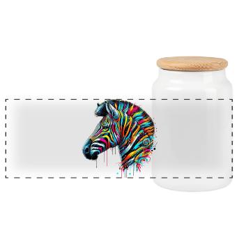 Zebra - Panorama Keksdose mit Holzdeckel - Weiß - Vorne