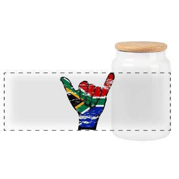 Drapeau de l’Afrique du Sud Symbole de surf utilisé - Boîte à biscuits avec couvercle en bois - blanc - Devant