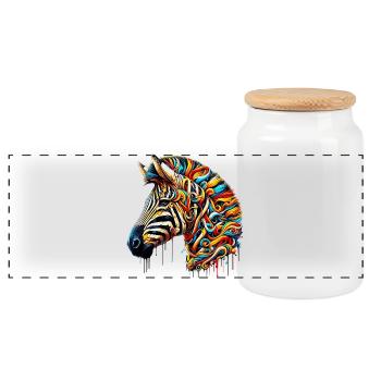 Zebra - Panorama Keksdose mit Holzdeckel - Weiß - Vorne
