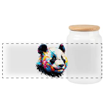 Panda - Panorama Keksdose mit Holzdeckel - Weiß - Vorne