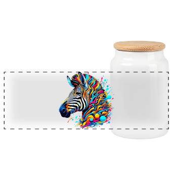 Zebra - Panorama Keksdose mit Holzdeckel - Weiß - Vorne