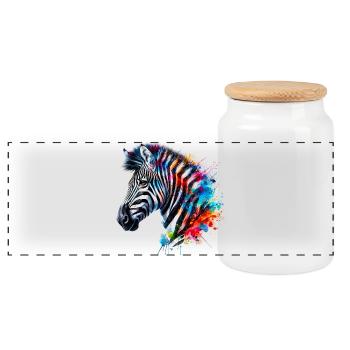 Zebra - Panoramic Cookie Jar with Wooden Lid - white - Front