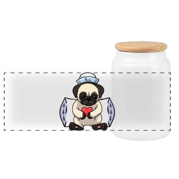 Carlin Chien Cœur Marin Amour Sailor Ahoy - Boîte à biscuits avec couvercle en bois - blanc - Devant