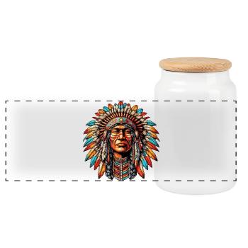Amérindien Peau rouge d’Amérique - Boîte à biscuits avec couvercle en bois - blanc - Devant