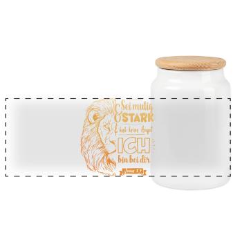 Joshua 1:9 - Be brave and strong - Panoramic Cookie Jar with Wooden Lid - white - Front