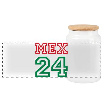 Mexico Mexiko - Panoramic Cookie Jar with Wooden Lid - white - Front