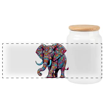 Éléphant - Boîte à biscuits avec couvercle en bois - blanc - Devant