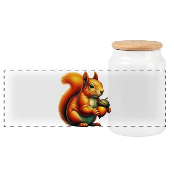 Écureuil - Boîte à biscuits avec couvercle en bois - blanc - Devant