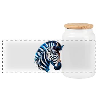 Zebra - Panorama Keksdose mit Holzdeckel - Weiß - Vorne
