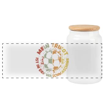 Dictons amusants maillot de football dans l’icône de lavage - Boîte à biscuits avec couvercle en bois - blanc - Devant