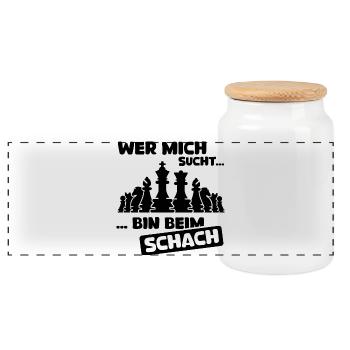 Schach lustige Sprüche bin beim Schachspielen Team - Panorama Keksdose mit Holzdeckel - Weiß - Vorne