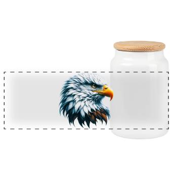 Eagle - Panoramic Cookie Jar with Wooden Lid - white - Front